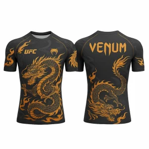 UFC Men’s Lightweight Breathable Quick Dry Sports T-shirt O-neck Short Sleeve Gym Training Fitness Top Comfortable MMA Boxing Te